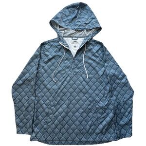 Peter Millar Golf Windbreaker Hooded Jacket Mens M Blue 1/4 Zip Lightweight